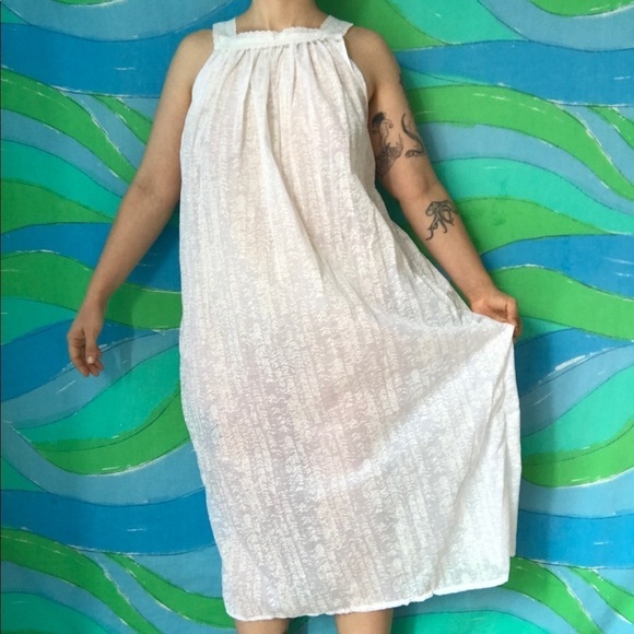 VINTAGE 80s 90s maxi slip dress white sheer trendy - Picture 4 of 6